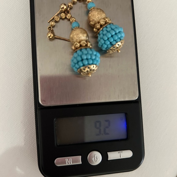 14K Turquoise Beaded Earrings - Picture 8 of 9